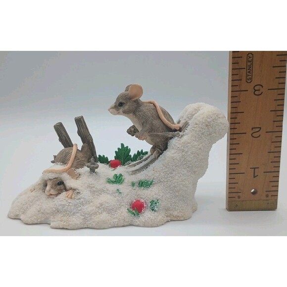 Charming Tails Hot Doggin Mouse Figurine Dean Griff Silvestri Snow Ski Slope - Picture 8 of 10